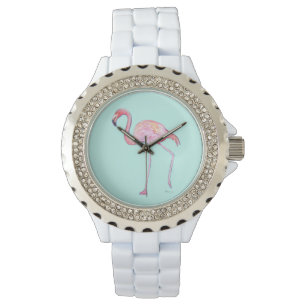 Rosa Flamingoklocka - Mintgrönt Armbandsur