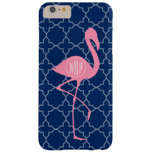 Rosa Flamingomarin Quatrefoil för Monogram Barely There iPhone 6 Plus Fodral