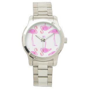 Rosa Flamingomönster Armbandsur