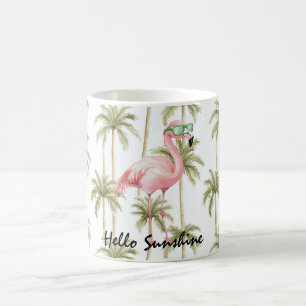 Rosa flamingopalmträd kaffemugg