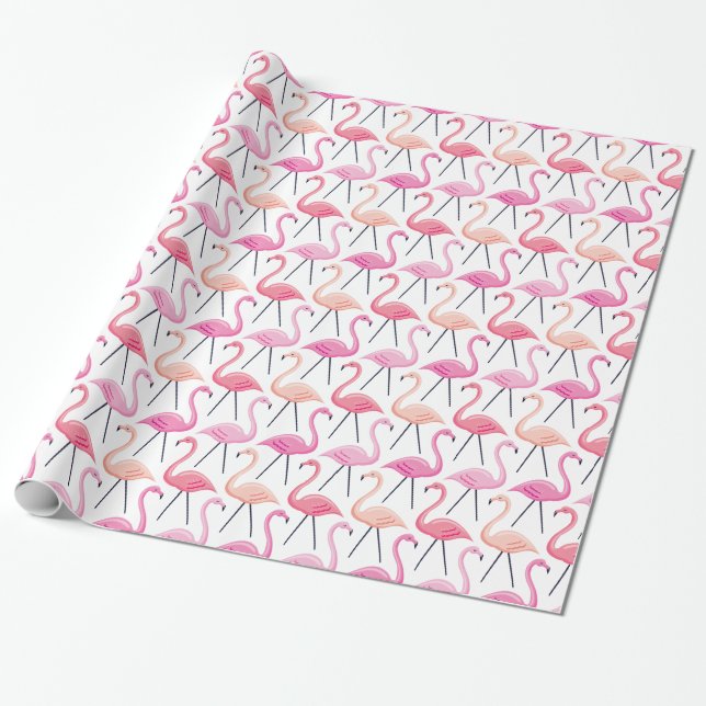 Rosa flamingor inslagspapper presentpapper (Utrullad)