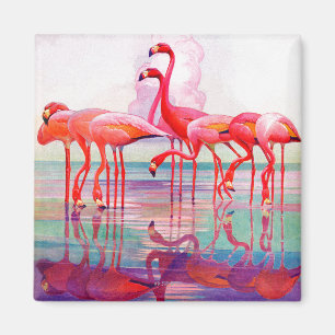 Rosa Flamingos av Francis Lee Jacques Magnet