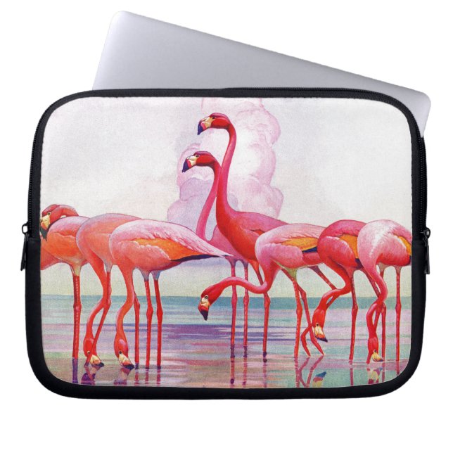 Rosa Flamingos av Francis Lee Jaques Laptop Sleeve (Framsidan)