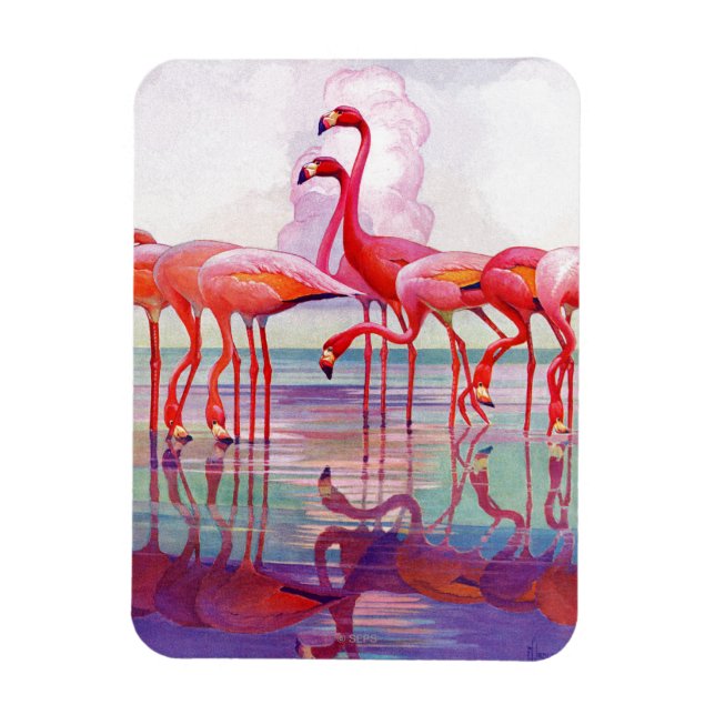 Rosa Flamingos av Francis Lee Jaques Magnet (Vertikal)