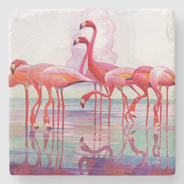 Rosa Flamingos av Francis Lee Jaques Stenunderlägg (Framsidan)