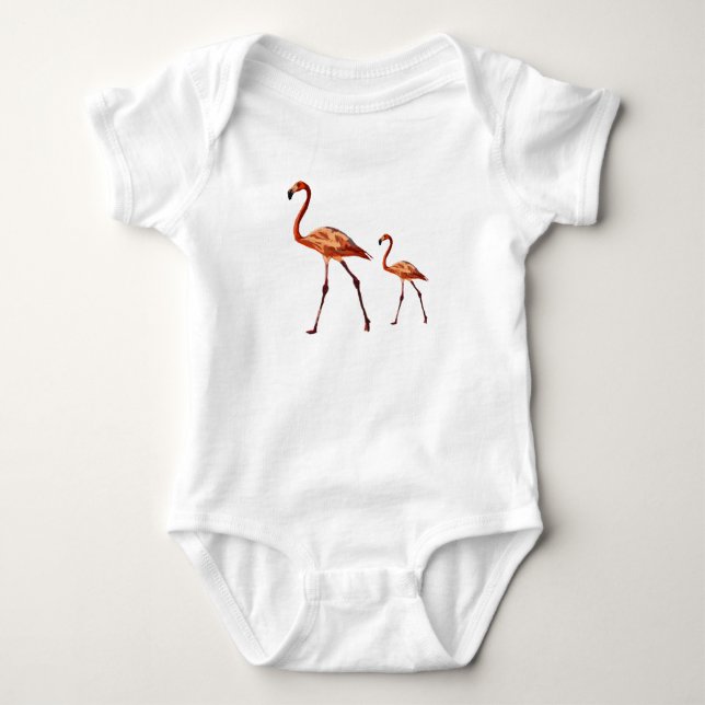 Rosa Flamingos Baby Jersey Bodykostym Tee Shirt (Framsida)