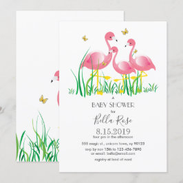 Rosa Flamingos Baby Shower Inbjudan