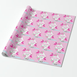 Rosa flamingos babydusch mönster grafik papper presentpapper