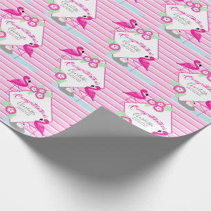 Rosa flamingos babydusch mönster grafik papper presentpapper