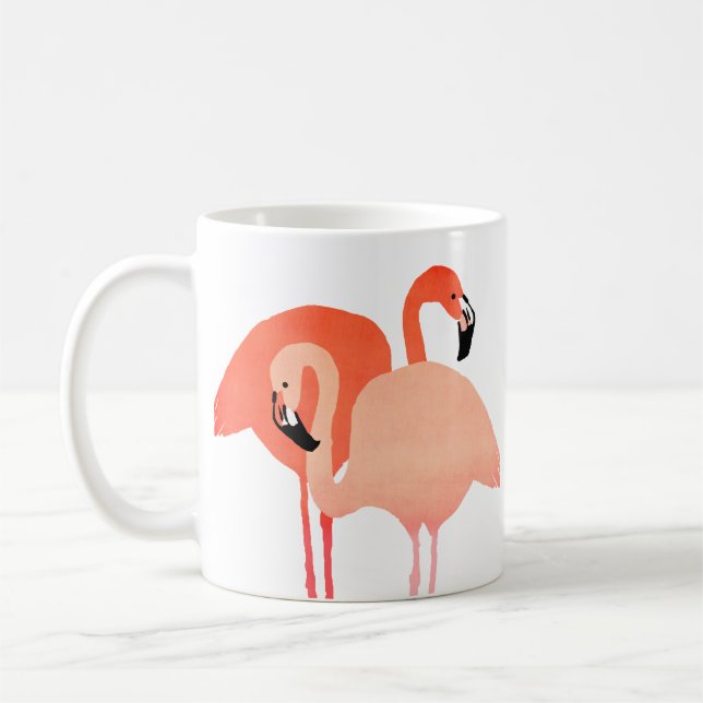 Rosa Flamingos Beach Wedding Kaffemugg (Vänster)