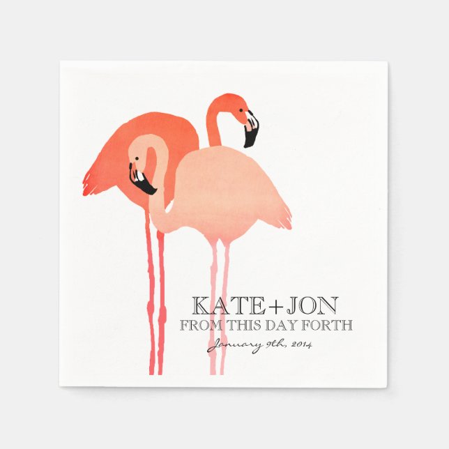 Rosa Flamingos Beach Wedding Pappersservett (Framsidan)