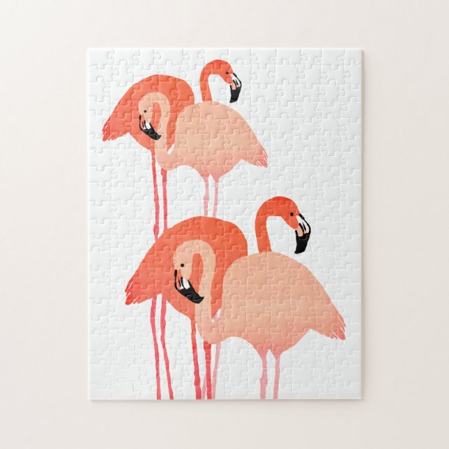 Rosa Flamingos Beach Wedding Pussel (Vertikal)