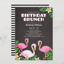 Rosa Flamingos Birthday Brunch Chalkboard Inbjudningar