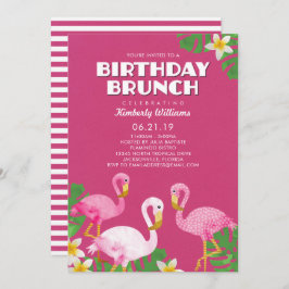 Rosa Flamingos Birthday Brunch Fuchsia Inbjudningar