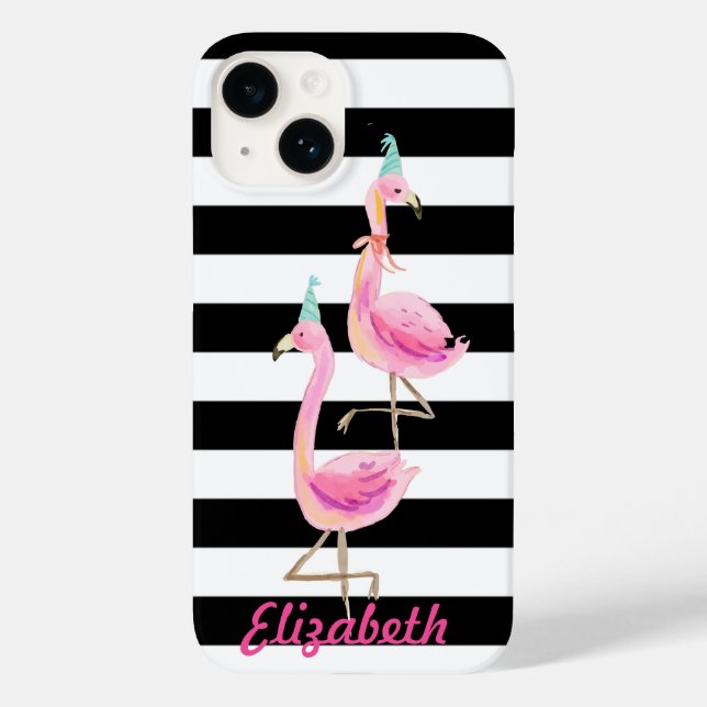 Rosa Flamingos, Black, White Rand (Baksida)