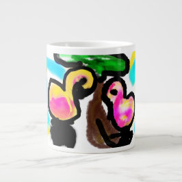 Rosa flamingos Bröllop Jumbo Mugg