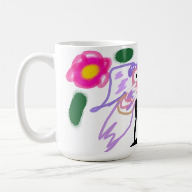 Rosa flamingos bröllop  kaffemugg (Vänster)