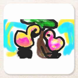 Rosa flamingos Bröllop Underlägg Papper Kvadrat