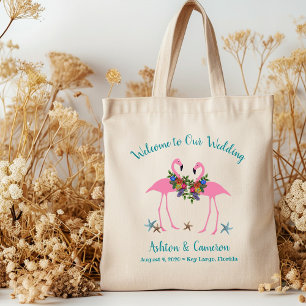 Rosa Flamingos Bröllop Välkommen Bag Tygkasse
