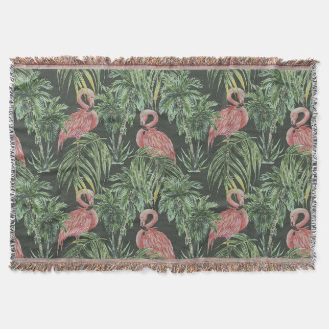 Rosa flamingos, den tropiska vintagen mönster. filt (Framsidan)