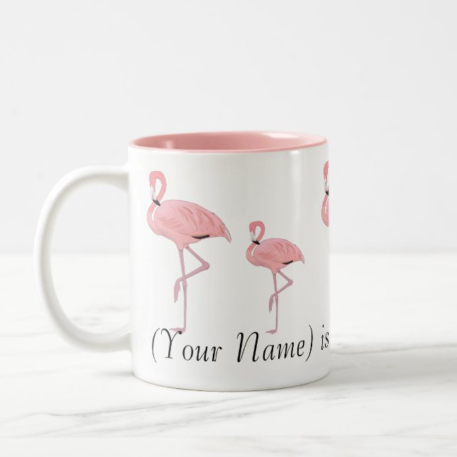 Rosa Flamingos eget namn Två-Tonad Mugg (Vänster)