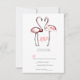 Rosa flamingos Elegant bröllop RSVP OSA Kort