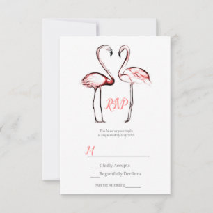 Rosa flamingos Elegant bröllop RSVP OSA Kort