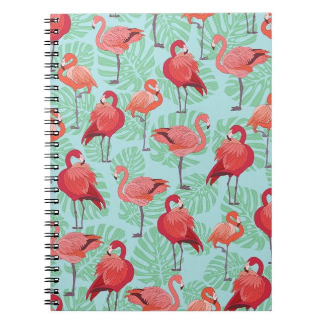 Rosa Flamingos: Exotic Seamless Mönster. Anteckningsbok (Framsidan)