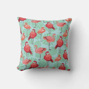 Rosa Flamingos: Exotic Seamless Mönster. Kudde