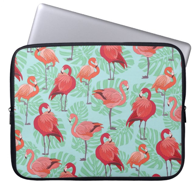 Rosa Flamingos: Exotic Seamless Mönster. Laptop Fodral (Framsidan)