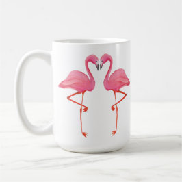 Rosa flamingos FLAMINGO HJÄRTA tropisk semester hu Kaffemugg