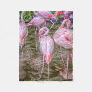 Rosa Flamingos Fleecefilt