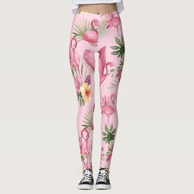 Rosa Flamingos Flight Leggings (Framsida)