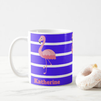 Rosa Flamingos för personlig på blåttrandar Kaffemugg
