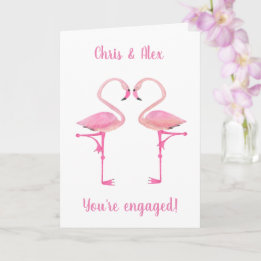 Rosa flamingos förlovning-kort kort