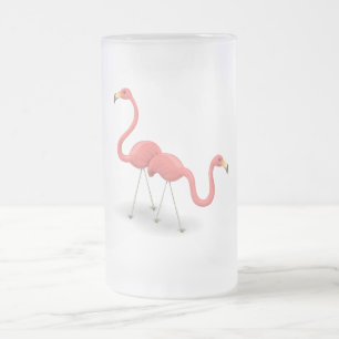 Rosa Flamingos Frostat Ölglas