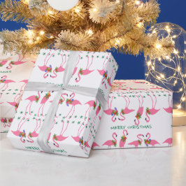 Rosa Flamingos God jul Mönster Presentpapper
