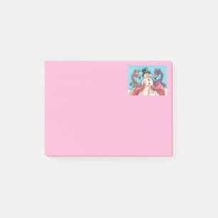 ROSA FLAMINGOS GÖR SNÖGUBBE, FUNNY CHRISTMAS BIRDS POST-IT BLOCK
