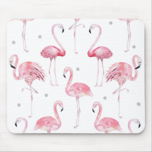 Rosa Flamingos Grå Prickar Chic Vattenfärg Musmatta