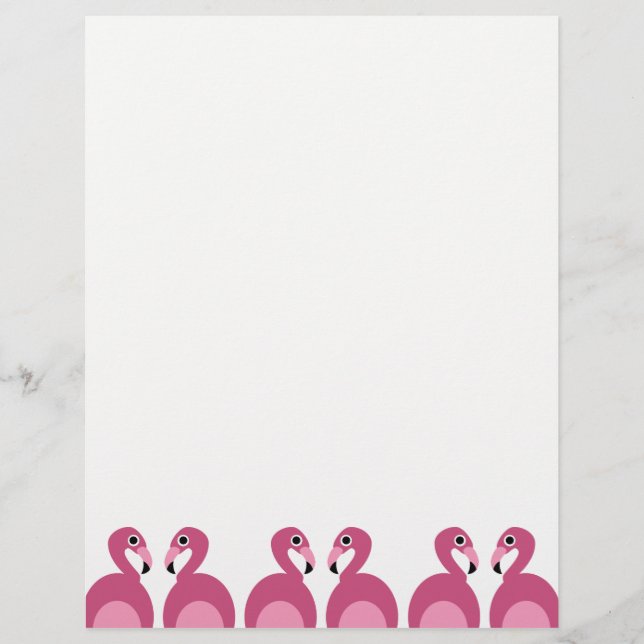 Rosa Flamingos Gräns - Letterhead Stationery (Framsida)