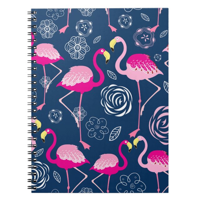 Rosa Flamingos: Graphic Mörk Mönster Anteckningsbok (Framsidan)