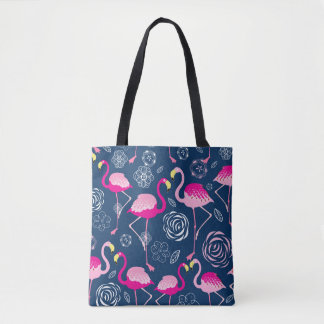 Rosa Flamingos: Graphic Mörk Mönster Tygkasse