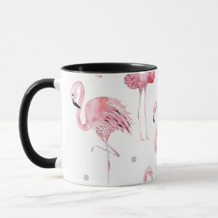 Rosa Flamingos Grått Polka dots Chic Mönster Mugg
