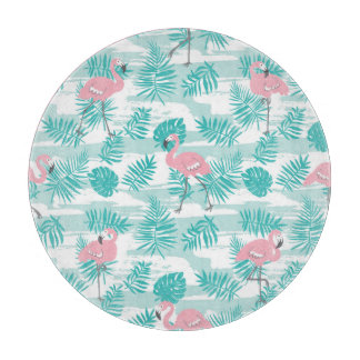 Rosa flamingos, grönt handflatan löv, tropiska.