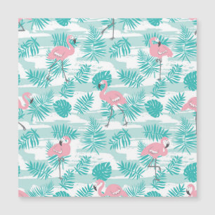 Rosa flamingos, grönt handflatan löv, tropiska.