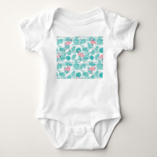 Rosa flamingos, grönt handflatan löv, tropiska. t shirt