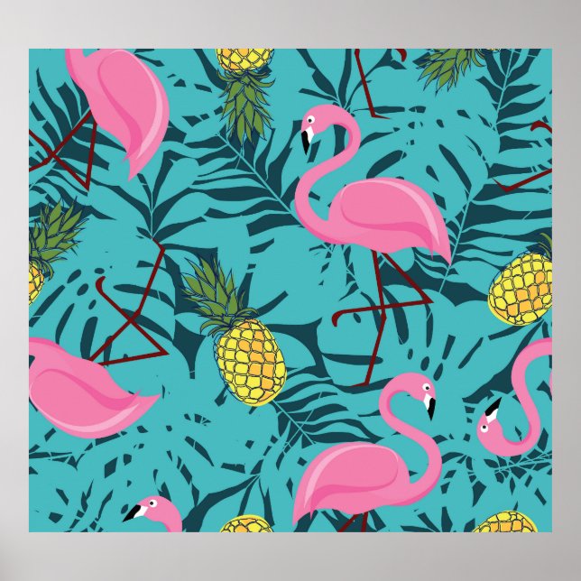 Rosa Flamingos Handflatan: Exotic Hawaii Poster (Framsidan)