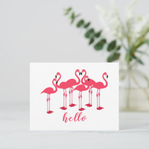 Rosa Flamingos "Hej" Vykort
