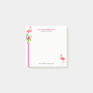 Rosa Flamingos & Hibiscus Bouquet. Post-it Block