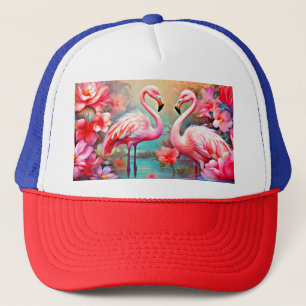 Rosa Flamingos i A Sjö med Flowers-20231 Keps